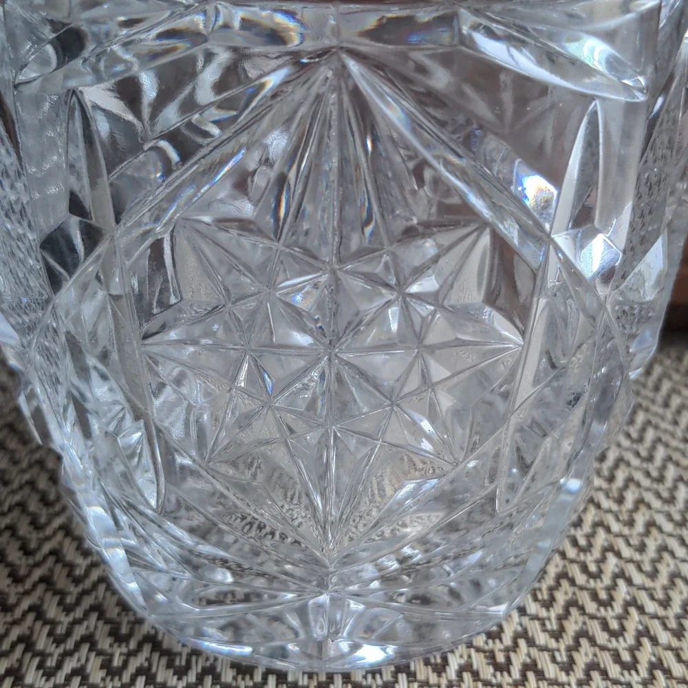 Vintage Italian Crystal Ice Bucket Cut Glass Saw Tooth Edge